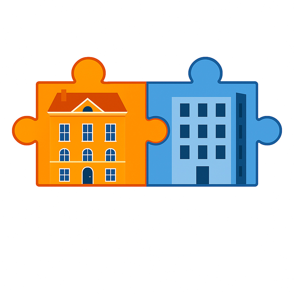 Puzzle pieces showing flat swapping matching system